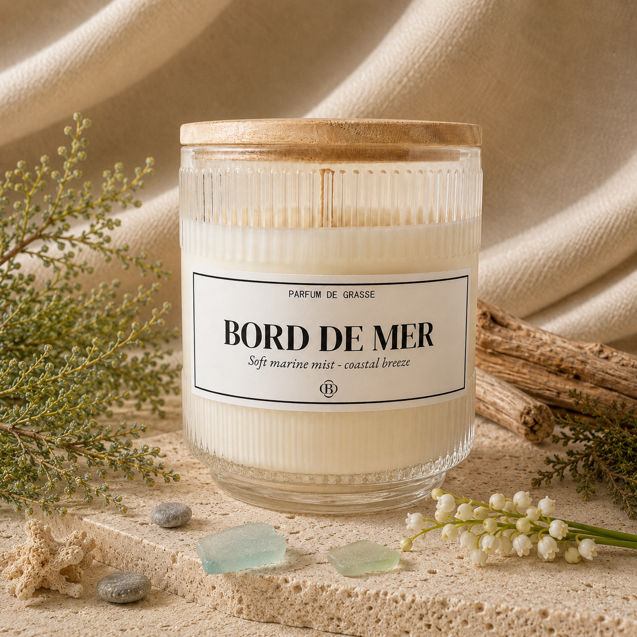 Bougie parfumée Bord de mer - Chic Bottle -Piramide olfative