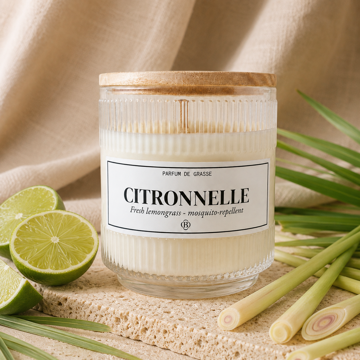 Bougie parfumée Citronnelle - Chic Bottle -Piramide olfative