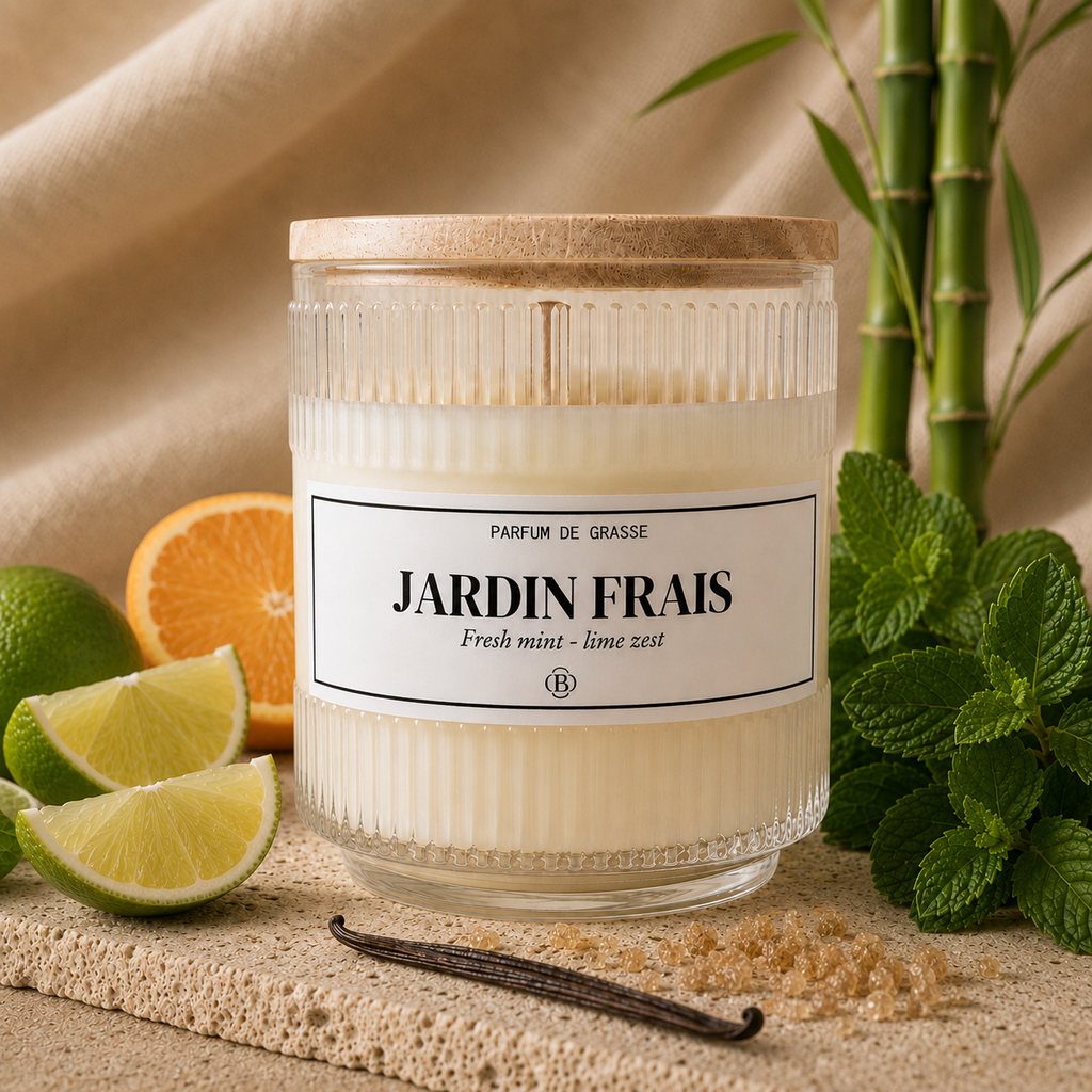 Bougie parfumée Jardin Frais - Chic Bottle -Piramide olfative
