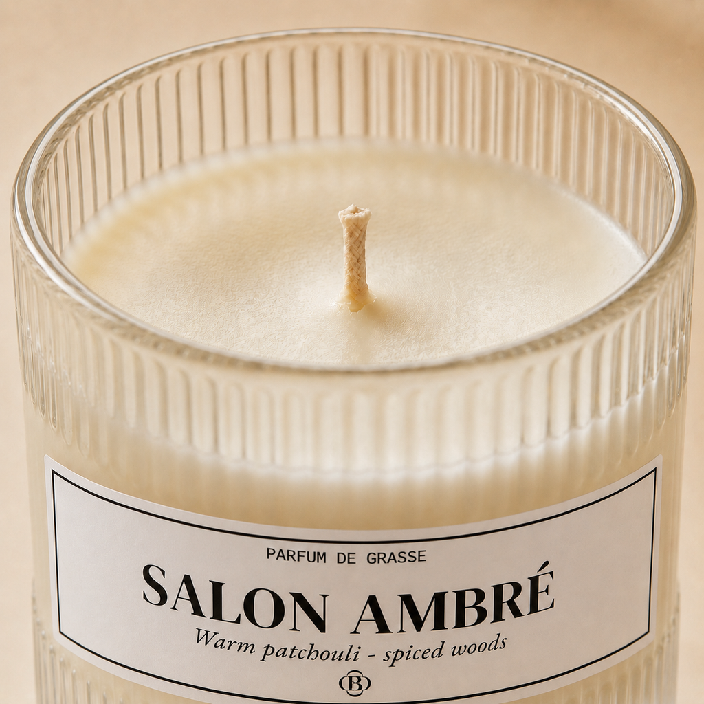 Bougie parfumée Salon Ambré - Chic Bottle - Texture Cire