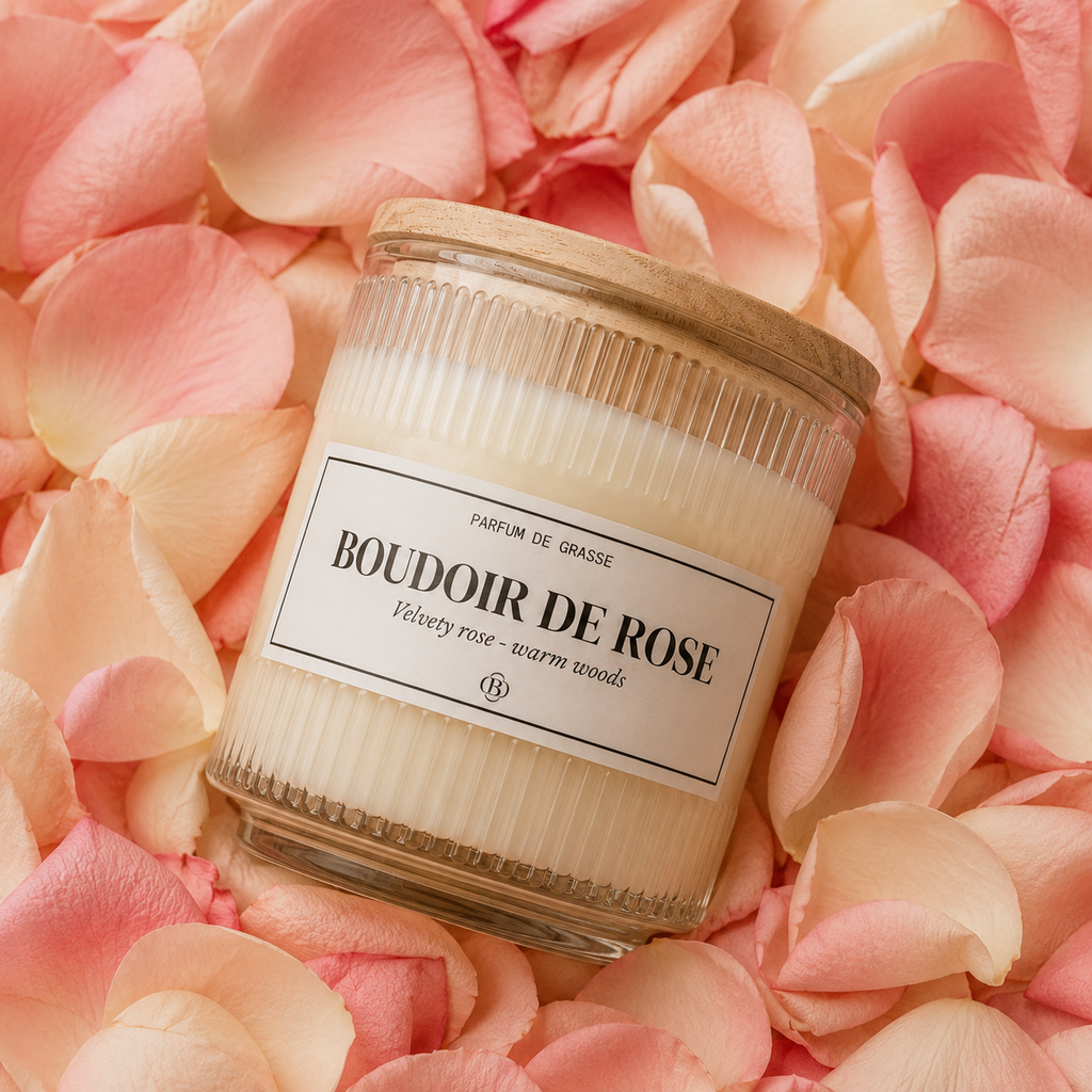 Bougie parfumée boudoir de rose - Chic Bottle 